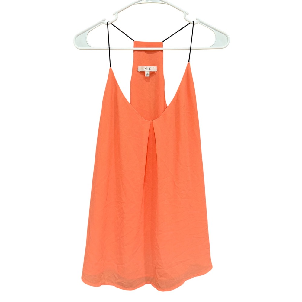 Norah Flowy Tank Top Sleeveless‎ Casual Blouse Coral Orange Women's Size L